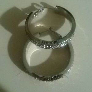 NWOT silver Guess hoop earrings